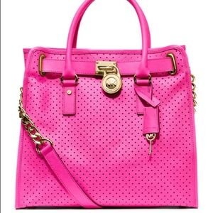 FLASH SALE! Donating on Monday! Michael Kors Neon Pink Perforated Hamilton Bag